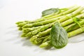 Fresh Young Asparagus Stalks and Green Spinach Leaves Isolated Royalty Free Stock Photo