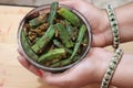 Fresh Young Lady Fingers fry or Okra in white background Royalty Free Stock Photo