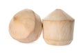 Fresh young peeled coconuts on white background Royalty Free Stock Photo