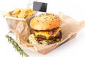 Fresh burger on white background Royalty Free Stock Photo