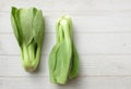 fresh and yummy green leaves Bok choy,Chinese cabbage ,small choy sum,on a white wooden