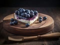 Fresh Yummy Handmade Piece of Blueberry Cheesecake. Generative ai