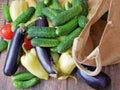 fresh zucchini, cucmber, tomato, lettuce and vegetables on gray background, healthy food Royalty Free Stock Photo