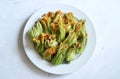 Fresh zucchini flowers. Royalty Free Stock Photo