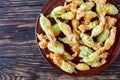 Deep fried zucchini flowers on a plate Royalty Free Stock Photo