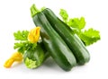Fresh zucchini with green leaf and flower Royalty Free Stock Photo