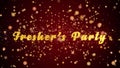 Fresher`s Party Greeting card text shiny particles for celebration,festival