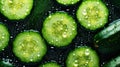 Freshgreen zucchini or courgettes with water drops background. Vegetables backdrop. Generative AI Royalty Free Stock Photo
