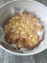 Freshly baked apple cake in a tin Royalty Free Stock Photo