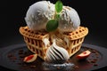 Freshly baked apple fruit pie or cobbler with ice cream Royalty Free Stock Photo