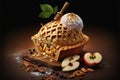 Freshly baked apple fruit pie or cobbler with ice cream Royalty Free Stock Photo