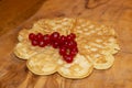 Freshly baked waffles with currants Toping