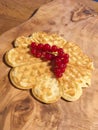 Freshly baked waffles with currants Toping