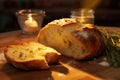 Freshly baked artisan bread with a golden crispy