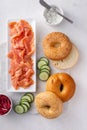 Freshly baked bagels served with dill cream cheese and salmon Royalty Free Stock Photo