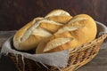 Freshly baked baguette bread in a basket Royalty Free Stock Photo