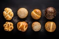 Freshly baked bakery products from above. AI Generated