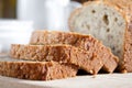 Freshly baked banana bread on wooden board Royalty Free Stock Photo