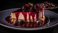 Freshly baked berry cheesecake, a gourmet indulgence generated by AI