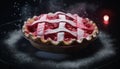 Freshly baked berry tart with raspberry, currant, and strawberry filling generated by AI