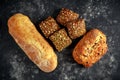 Freshly baked bloomer, ciabatta bread and sandwich buns Royalty Free Stock Photo