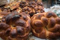 Freshly baked bread Challah in Mahane Yehuda Market