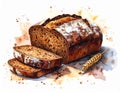 Freshly Baked Bread Loaf with Sliced Pieces on Wooden Surface Royalty Free Stock Photo