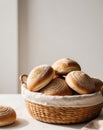 Freshly Baked Bread Rolls in a Warm Basket. Royalty Free Stock Photo