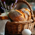 Freshly Baked Bread in a Rustic Basket Royalty Free Stock Photo