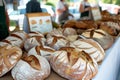 freshly baked bread on sale at a farmtotable food booth Royalty Free Stock Photo