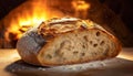 Freshly baked bread, a slice of rustic, healthy homemade goodness generated by AI