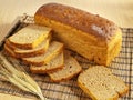 Freshly baked bread on table