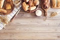 Freshly baked bread on wooden table Royalty Free Stock Photo