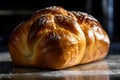 Freshly baked brioche bread on the breakfast table. Delicious pastries. Generated AI