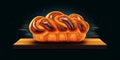 Freshly Baked Brioche Bread Horizontal Trendy Illustration.