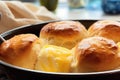 Freshly baked butter bun ready for making sandwiches Royalty Free Stock Photo