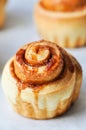 Freshly baked caramel cinnamon bun. Close up Royalty Free Stock Photo