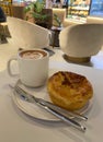 Chicken Mushroom Pie and Hot Chocolate with Latte Art in a Relaxing Cafe