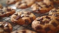 Freshly Baked Chocolate Chip Cookies.AI generated image Royalty Free Stock Photo