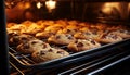 Freshly baked chocolate chip cookies on cooling rack generated by AI Royalty Free Stock Photo