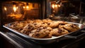 Freshly baked chocolate chip cookies on cooling rack generated by AI Royalty Free Stock Photo