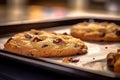 Freshly Baked Chocolate Chip Cookies on Stainless Steel Countertop