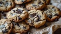 Freshly Baked Chocolate Chip Cookies on a Wooden Table Royalty Free Stock Photo