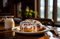Freshly baked memade cinnamon roll. AI Generated Royalty Free Stock Photo