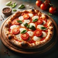 Classic Margherita Pizza on Wooden Board, AI Generated Royalty Free Stock Photo