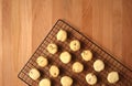 Freshly baked cookies on a tray served on kitchen table Royalty Free Stock Photo
