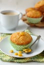 Freshly baked corn muffins on the plate