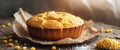 Freshly Baked Cornbread on Rustic Wooden Table with Ingredients Royalty Free Stock Photo