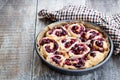 Freshly baked Cranberry buns in metal baking form Royalty Free Stock Photo