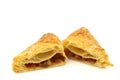 Freshly baked crispy apple turnover halves